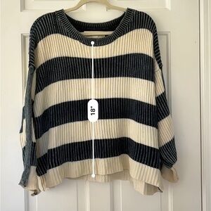 Vintage Havana Washed Striped Sweater | Blue and White